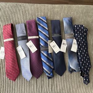 NWT 7 ties bundle gray stripes holiday gift Red and Blue gray Men's Tie $400